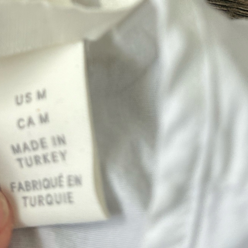 H&M white puff sleeve white high neck blouse bow tie back size M - Picture 3 of 4